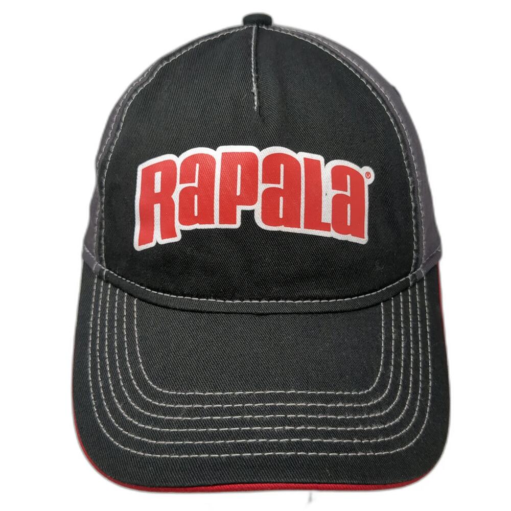 Rapala 5 Panel Black Hat One Size Embroidered Logo Adjustable Fishing Lure Cap